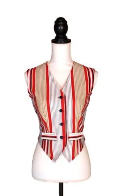 Chaleco de Invierno Jack De Colección Para Mujer 8 Multicolor Cuatro Botones Años 60 70 Rayas Chaleco Top Foto 1 de 4