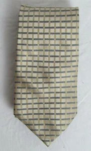 CALVIN KLEIN SILK TIE BEIGE BLACK GOLD STRIPE EUC DHT025 - Picture 1 of 2