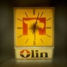Olin Ammunition Lighted Advertising Clock Sign 12 x 16 works