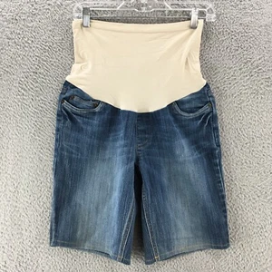 Motherhood Maternity Super Stretch Bermuda Shorts Womens PM Blue Denim 5 Pockets - Picture 1 of 12