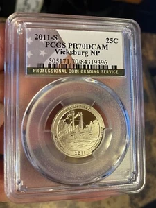 2011-S  VICKSBURG ATB NP QUARTER PCGS PR70 FLAG LABEL - Picture 1 of 5