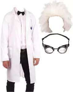 Adult Crazy Professor Mad Scientist Costume Set Old Man Grandpa Fancy Dress Kit - Picture 1 of 7