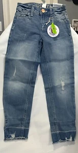 Justice Girls Denim Blue Jeans Size 8 Slim New With Tags Repreve Girlfriend - Picture 1 of 4