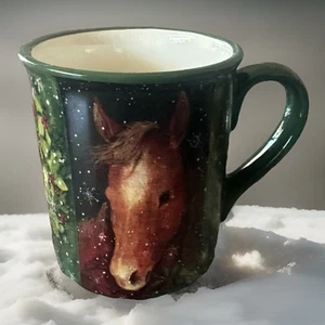 Christmas Horse Mugs Susan Winget Heartland Holiday Rare Set 4 Coffee Cups - Picture 1 of 8