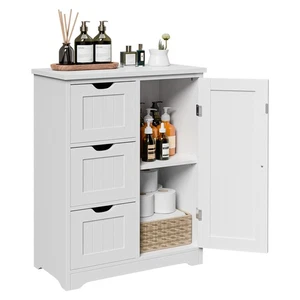 Armario de piso de baño organizador de almacenamiento lateral con 3 cajones para comedor - Imagen 1 de 24