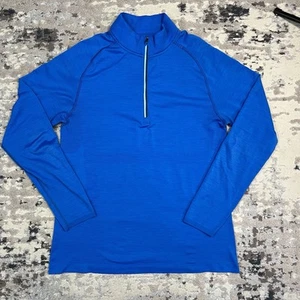 Lululemon Maglione Uomo Grande Metal Vent Tech Manica Lunga 1/4 Zip Running Blu - Foto 1 di 13