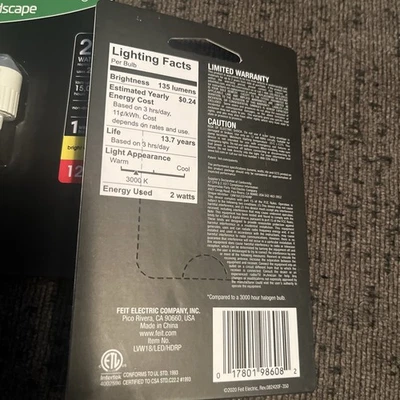 Feit Electric 12 Volt 20 Watt LED Landscape Light Bulb Wedge Base LVW18 6 Packs - Image 1 of 3