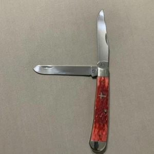 Case XX USA 6254 SS 2 Blade Trapper Knife w/Cross on The Handle - Picture 1 of 15
