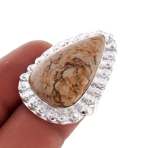 Bild Jaspis Edelstein Ethno Stil Handarbeit Schmuck Ring 7" R081 - Bild 1 von 4