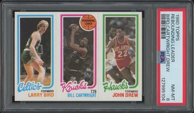 1980 Topps Basketball Larry Bird Bill Cartwright John Drew NM MT PSA 8 - Image 1 of 2