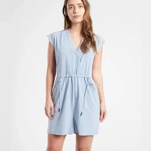 Athleta Womens Marlow Romper Slate Blue Loose Lightweight Stretch w Pockets M - Picture 1 of 8