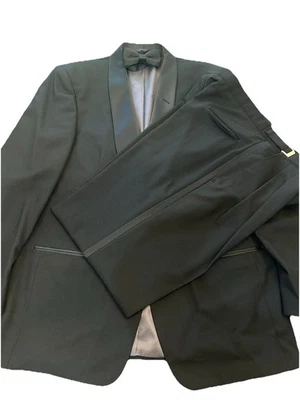 VTG Christian Dior Men's  Satin Lapel Tuxedo Suit Pants Tie Jacket 44R | 38x32 - Image 1 of 4