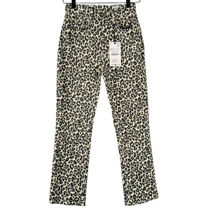 Neu mit Etikett Zara cremefarben & schwarz Tier Leopardenmuster hoher Bund gerades Bein Hose Größe 2 - Bild 1 von 11