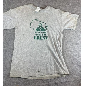 Vintage 90er Green Bay Packers Well Never 4 Get You Brent Grafik T-Shirt Herren M grau - Bild 1 von 7