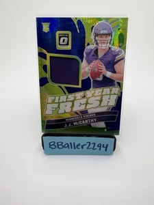Donruss Optic 2024 - Primer año fresco - JJ McCarthy (RC) #FYF-JMY PARCHE VIKINGOS - Imagen 1 de 2