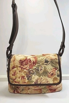 Relic Floral Tapestry Bag Crossbody Brown Leather Long Strap Vintage Cottagecore - Image 1 of 4