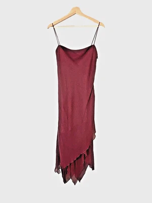 Vtg 90's Laundry Women's Burgundy Silk Beaded Cocktail Formal Dress Sz 10 NWT - Image 1 of 4