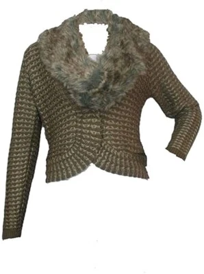 Cárdigan para mujer Jacquard con cuello de piel en bronce antiguo de Tribal - XL Foto 1 de 2