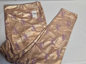 Disney Parks Ladies Rose Gold Iridescent Metallic Mickey Mouse Leggings 2X XXL - Picture 1 of 3