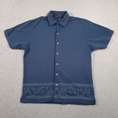 The Havanera Shirt Co Camisa Hawaiana Para Hombres Mediana Azul Abotonada Playa Foto 1 de 4