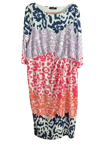 Kaleidoscope Sz 18 Animal Floral Print Stretch Jersey Midi DRESS Spring Occasion - Picture 1 of 2