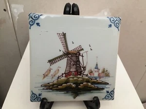FREE SHIPMENT Unique polychrome TILE MAKKUM Tichelaar Delft Holland mill 7 - Picture 1 of 2