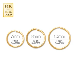 Anillo de aro de cuerpo de tabique continuo retorcido de oro macizo de 14K cartílago nariz 20G - Imagen 1 de 5