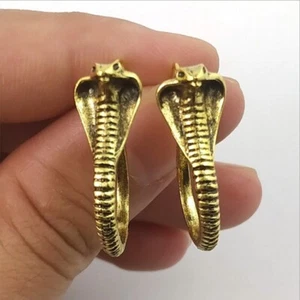 Elegant Gold King Cobra Snake Earrings, Fashion Jewelry Charm Hook Earrings - Picture 1 of 7