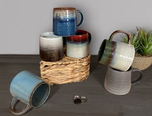 Große 2 Kaffeetassen Mojave Glasur Teetasse Steingut Teetasse Handarbeit Weihnachtsgeschenk Tassen - Bild 1 von 11