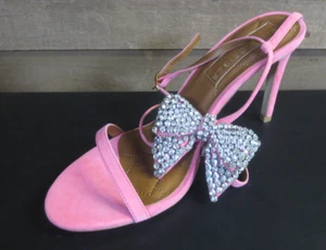 KURT GEIGER LONDON BROMLEY BOW SUEDE PINK HIGH HEEL SANDAL - US 10 - Picture 1 of 5