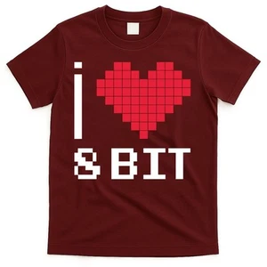 Camiseta retro para juegos I Love Heart 8 bits para jugadores - Imagen 1 de 1