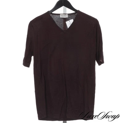 Camiseta John Smedley Hecha en Inglaterra Sea Island Ctn Marrón Puro Oscuro Cuello en V M Foto 1 de 4