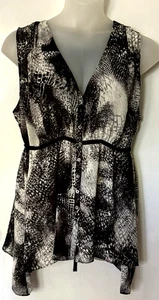 Blusa Top Mujer LANE BRYANT Semi Transparente Mordedura de Tiburón Corbata y Abotonada 22/24 2X NUEVA CON ETIQUETAS - Imagen 1 de 2