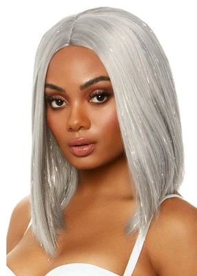 Nueva Peluca Leg Avenue Plateada 15” Bob con Oropel Halloween Rave Disfraz Juegos con disfraces  Foto 1 de 4