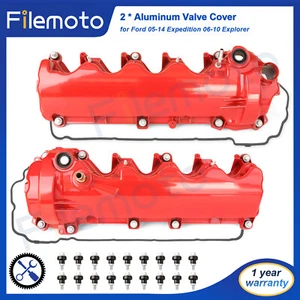 2 Aluminum Engine Valve Cover for Ford 05-14 Expedition 5.4L 06-10 Explorer 4.6L - Picture 1 of 7