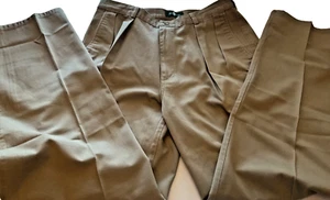 HUNT CLUB Khaki Pants Trouser cotton pleated front men size 34 x 33 - Picture 1 of 18