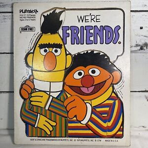 Vintage Puzzle Playskool Sesame Street 1976 We’re Friends 13 Piece Wood 315-17