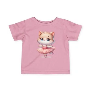 Adorable Ballerina Kitty Infant Tee Cute Ballet Cat T-Shirt Toddler Baby Gift - Picture 1 of 10