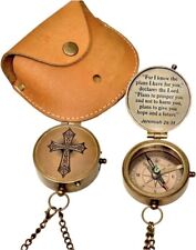 Pocket Brass Compass Religious Gift for Men Women boy Baptism First Enrgraved