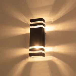 Outdoor 6W/14W LED Wall Sconce Lamp Fixture Up/Down Light E27 Bulbs Walkway Yard - Picture 1 of 14