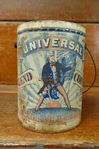 RARE Vintage Antique Universal Blend Coffee Tin Pail w/ Uncle Sam - No Bottom - Picture 1 of 7