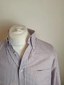 Thomas Pink Shirt Purple Striped 15.5" - 34" Regular Fit Button Cuff - Picture 1 of 5