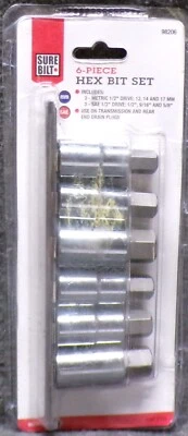 SureBilt 6-Piece Hex Bit Set Use On Transmission & Rear End Drain Plugs #98206 - Image 1 of 2