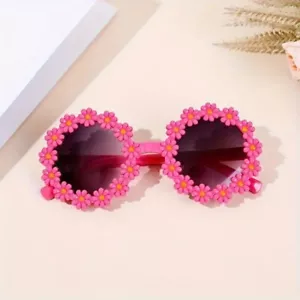 Pink Retro Daisy Flower Sunglasses Women Round Boho Festival Shades Summer Cute - Picture 1 of 6