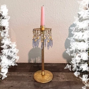 Vintage Kerzenständer goldfarben mit Tussles baumelt - Bild 1 von 3