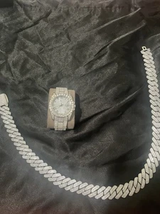 Moissanite Watch And Chain - Picture 1 of 2