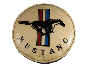 Mustang Tri-Bar Logo Vintage Vinyl Car Pillow Round Cushion 1960s Running Horse - Picture 1 of 16