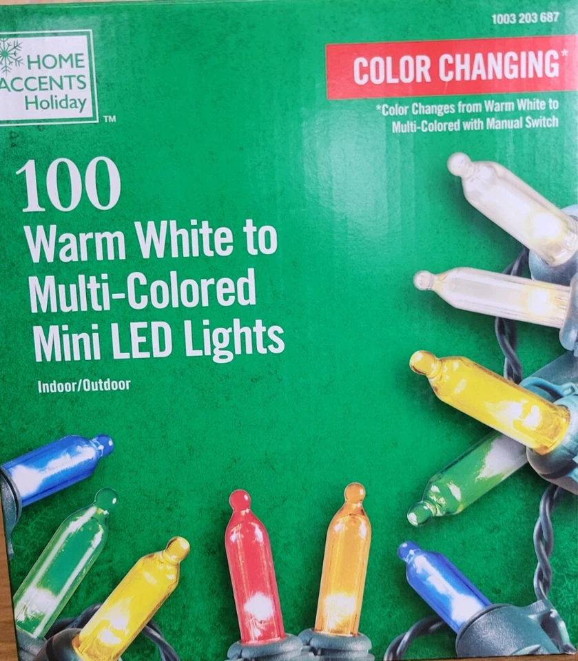 Home Accents 100 Warm White to Multi Colored Mini LED Lights Color Changing NEW - Image 1 of 1