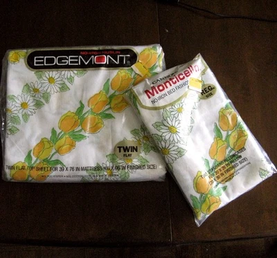 Edgemont Cannon De Colección Doble Sábana Plana 2 Funda de Almohada Guirnalda Amarilla Floral Margarita Nuevo en Paquete Foto 1 de 4