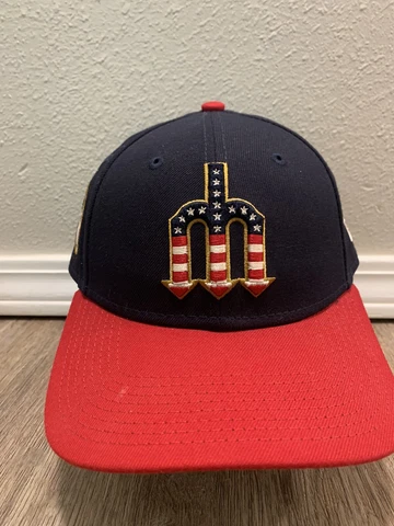 Seattle Mariners Trident USA Flag Patriotic 4th July Strapback Hat Adjust NewEra Cover